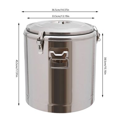 40L Stainless Steel Food Warmer, 36.5 * 45.5cm Large Capacity Storage Bucket