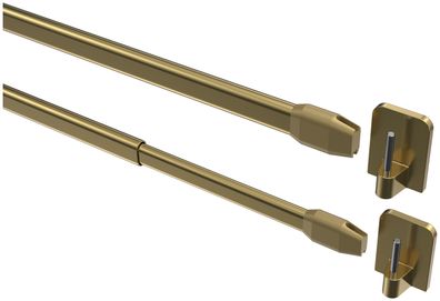 Interdeco Vitragestangen mit Klebehaken Messing oval ausziehbar Geno, 2 Stück
