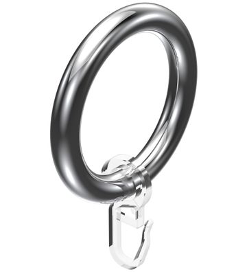 Interdeco PVC-Ringe mit Haken 57/41 mm für Stange 28 mm Ø Chrom