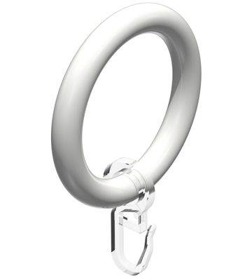 Interdeco PVC-Ringe mit Haken 57/41 mm für Stange 28 mm Ø Weiß