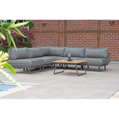 Sonnenpartner 2x Lounge-Eckmodul Lafayette Aluminium anthrazit inklusive Kissen + Mi