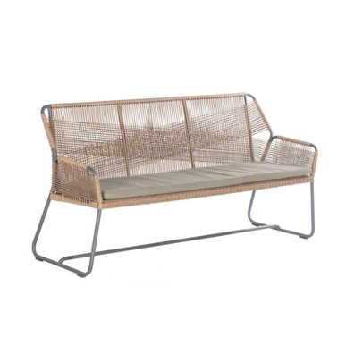 Sonnenpartner Bank 3-Sitzer Observer Alu/PE-Kunstoffgeflecht natural honey, inkl. Si