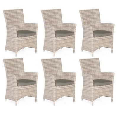 Sonnenpartner 6er-Set Garten-Sessel Ikarus Aluminium mit Polyrattan white-coral Gart
