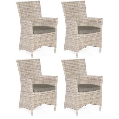 Sonnenpartner 4er-Set Garten-Sessel Ikarus Aluminium mit Polyrattan white-coral Gart