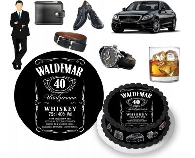 Tortenaufleger Whisky Essbar Zuckermasse Tortenbild Deko + 4 Muffin