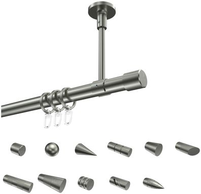 Interdeco Gardinenstangen Edelstahl-Optik 20 mm Ø Sonette
