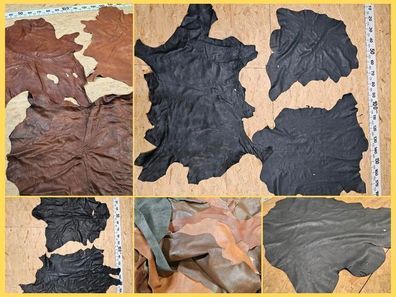 Echtes Ziegenleder Nappa Leder Braun schwarz ideal zum Basteln