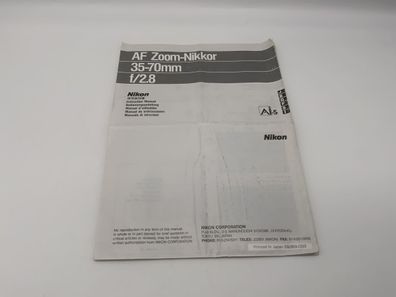 Nikon 35-70mm f/2.8 AF Zoom Nikkor Bedienungsanleitung Deutsch