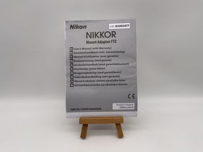 Nikon Nikkor Mount Adapter FTZ Bedienungsanleitung Deutsch