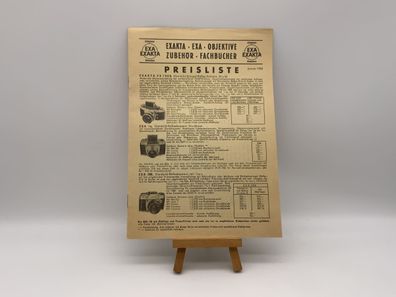 Exa Janur 1968 Objektive, Zubehör, Fachbücher Preisliste Deutsch