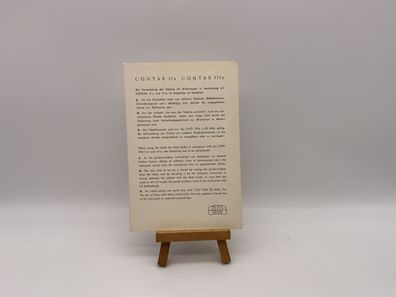 Contax IIa und IIIa für Blitze Tabelle Deutsch