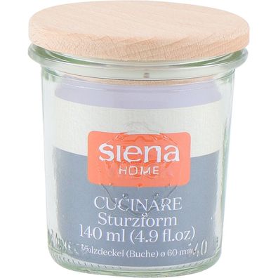 Sturz-Glas "Cucinare" RR140 Weck-Glas 140 ml, Buchenholz-Deckel