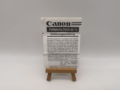 Canon Fernauslöser 60 T3 Gebrauchsanweisung Bedienungsanleitung Deutsch
