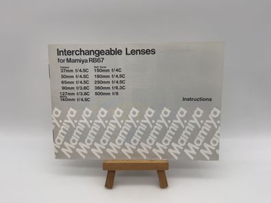 Mamiya Interchangeable Lenses for Mamiya RB67 Fisheye Anleitung Englisch