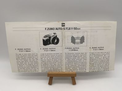 Olympus F. Zuiko Auto-S F1.8 f=50mm Bedienungsanleitung Deutsch