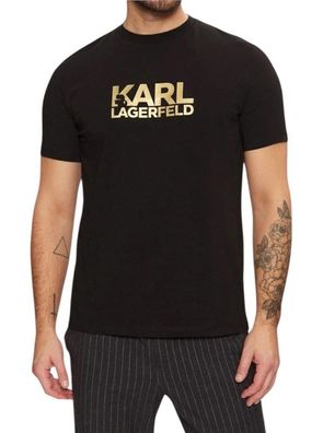 Karl Lagerfeld T-Shirt Herren Crewneck Schwarz/Gold Gr. XXL