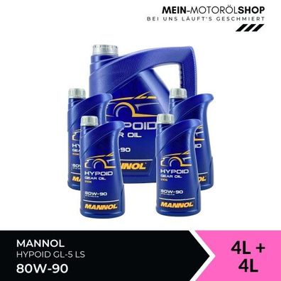 Mannol Hypoid Gear Oil Getriebeöl 80W-90 GL-4/GL-5 LS 4 + 4 Liter