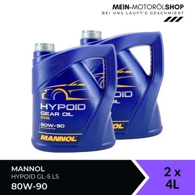 Mannol Hypoid Gear Oil Getriebeöl 80W-90 GL-4/GL-5 LS 2x4 Liter