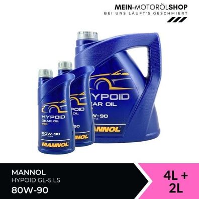 Mannol Hypoid Gear Oil Getriebeöl 80W-90 GL-4/GL-5 LS 4 + 2 Liter