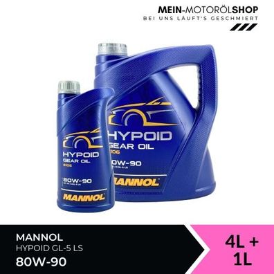Mannol Hypoid Gear Oil Getriebeöl 80W-90 GL-4/GL-5 LS 4 + 1 Liter
