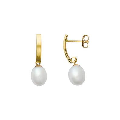 Ohrstecker - Gelbgold - 375 9K - Süßwasserperlen