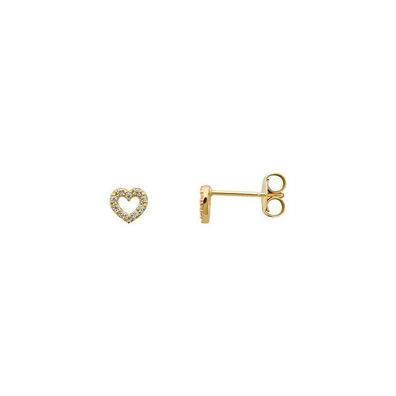 Ohrstecker - Gelbgold - 375 9K - Herz - Zirkonia