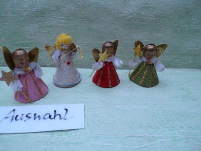 alte Miniatur Engel 6,5cm "Pfeifenreinigerarme Dresdner Pappe-Flügel Stern