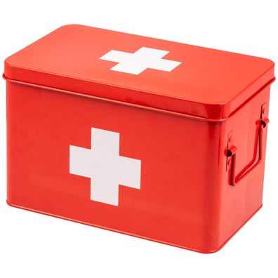 B-Ware eluno große Medizinbox, Erste-Hilfe-Kasten mit herausnehmbarem Tablett und 5 F