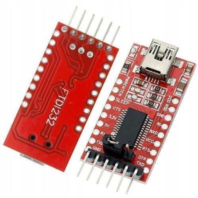 Rosfix USB-UART Konvertermodul FT232RL – 3,3V/5V TTL | MiniUSB, LED, 36x17mm