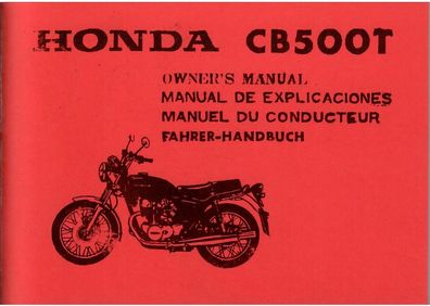 Handbuch Honda CB 500 T, Motorrad, Oldtimer, Klassiker
