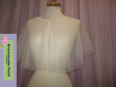 Braut Cape, Softtüll, Umhang, Bolero, Stola, Handmade, Ivory