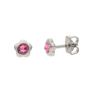 Boccia Ohrstecker Kinder 05094-02 Blume, Swarovski Kristalle, Titan, Rosa, Klein