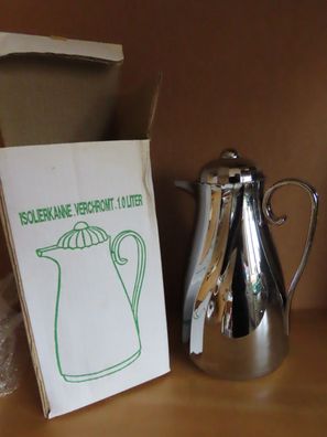 Thermoskanne Isolierkanne Kaffeekanne Teekanne silberfarben 1L