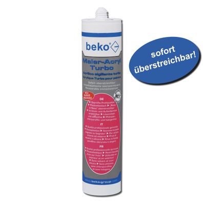 beko Maler-Acryl TURBO weiß 310ml - SOFORT überstreichbar! Dichtstoff Fugendicht