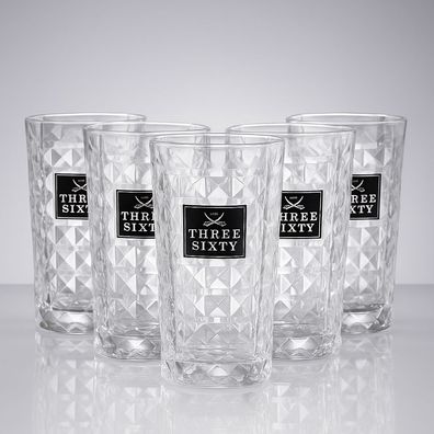 Three Sixty Vodka Longdrinkgläser 6er Set - 0,3 L geeicht | Diamond-Cut Design