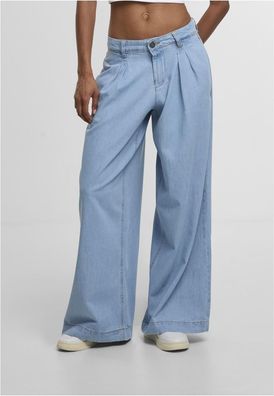 Urban Classics Damen Ladies Wide Leg Light Denim Pants TB7192
