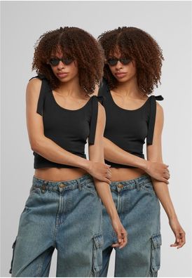 Urban Classics Damen T-Shirt Ladies Tied Basic Jersey Top 2-Pack TB7520A
