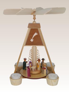 Pyramide Christi Geburt farbig mit Teelichtern HxBxT 32x22x25,5cm NEU Weihnacht