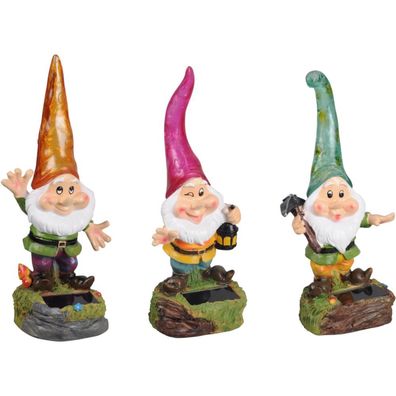 Gartenzwerg mit LED-Leuchtmütze, solarbetrieben