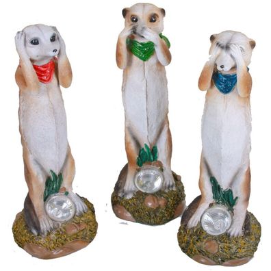 Erdmännchen mit Solar-Leuchte, 3-fach sortiert