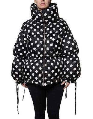 Dolce & Gabbana Black White Polka Dot Full Zip Puffer Jacket
