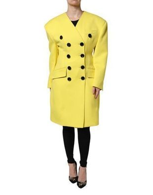 Dolce & Gabbana Yellow Double Breasted Trench Coat Jacket