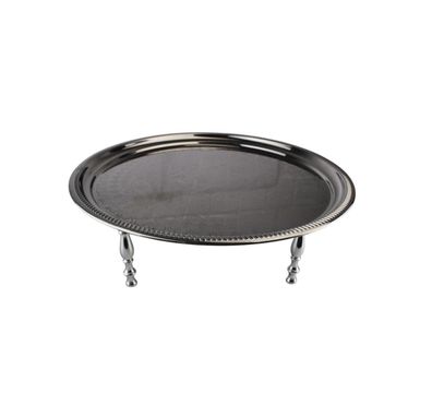 Metalltisch/Präsentationstablett mit Füße - Silber