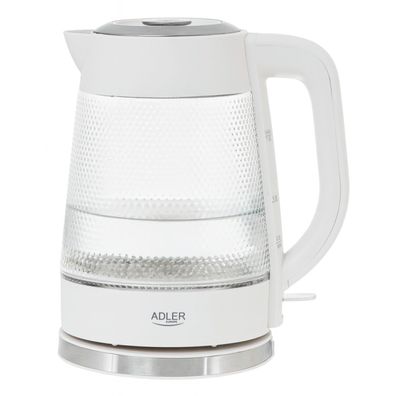 Adler AD 1306 Glas-Wasserkocher 1,8 L, 2200 W, LED-Beleuchtung - Weiß