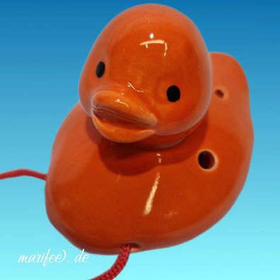 Okarina, 6-Loch-Kinderflöte aus Porzellan, Ente, Orange Art.-Nr. 11164