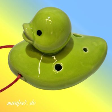 Okarina, 6-Loch-Kinderflöte aus Porzellan, Ente, Grün Art.-Nr. 11165