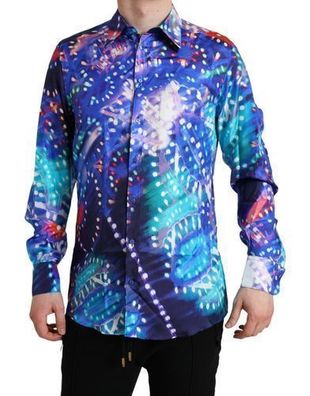 Dolce & Gabbana Purple Luminarie Silk Slim Martini Shirt