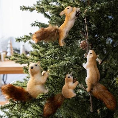 Cute Realistic Squirrel Christmas Tree Hanging Ornaments Pendant Christmas Home Wall