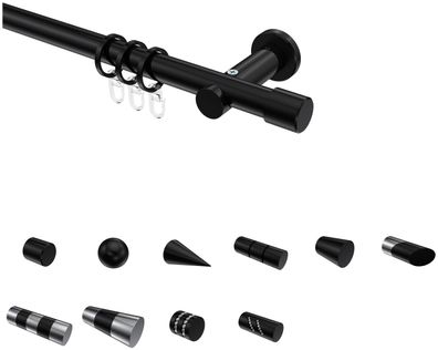 Interdeco Gardinenstangen Schwarz 20 mm Ø Platon