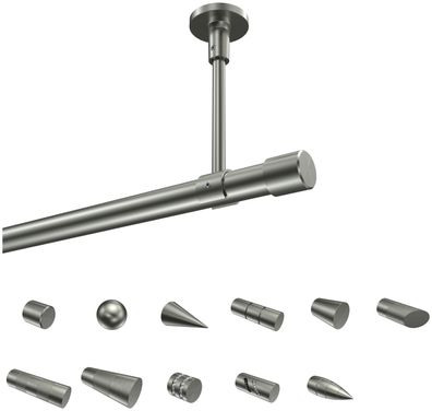 Interdeco Gardinenstangen Edelstahl-Optik 20 mm Ø Sonette (OR)